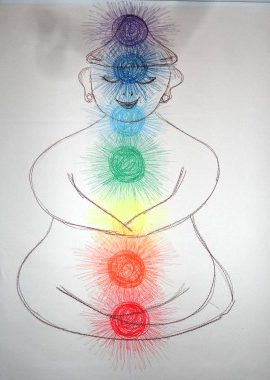 Psychosomatische Energetik - die Chakren abgebildet in einem gemalten Buddha