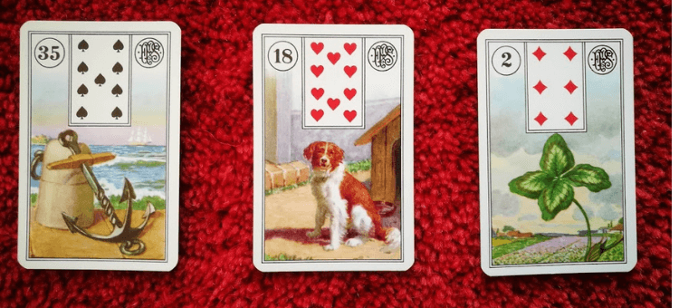 Das Unterbewusstsein macht durch drei Lenormand Karten, drei Bedeutungen sichtbar