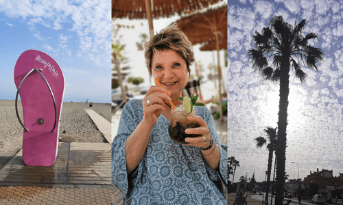 Jahresrückblick 2022, am Strand von Benajaraffe mit Palmen und leckerem Drink
