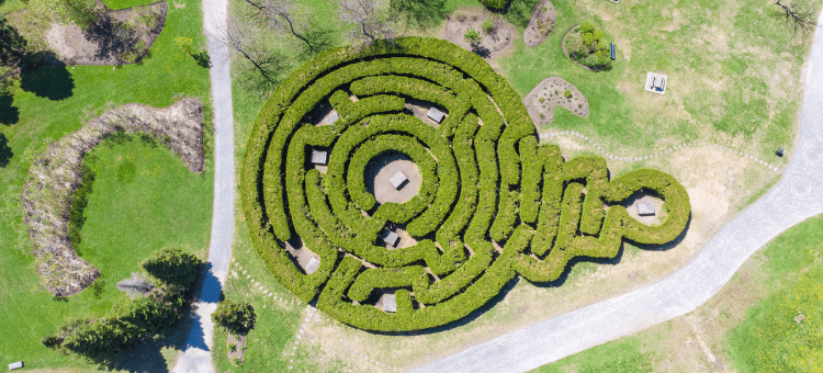 Ein Labyrinth von oben fotografiert