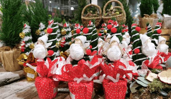 Weihnachtsgestecke im Gartencenter