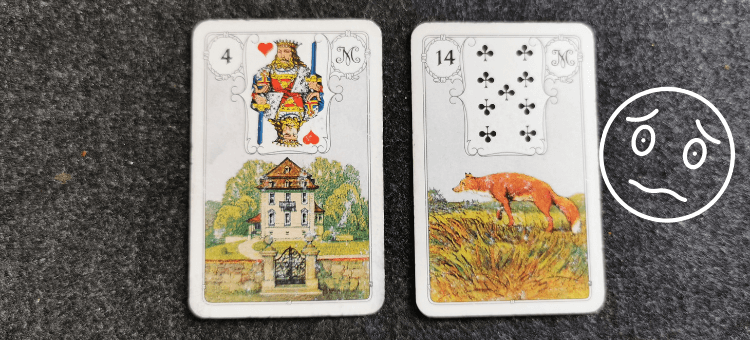 Lenormandkarten deuten: links liegt das Haus, rechts der Fuchs 